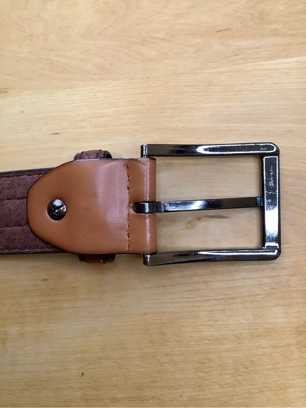 VINTAGE Italian Style Tan Croc Embossed Faux Leather Dress Belt 38 - Picture 7 of 9